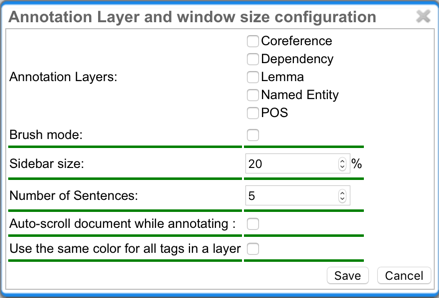 annotation settings